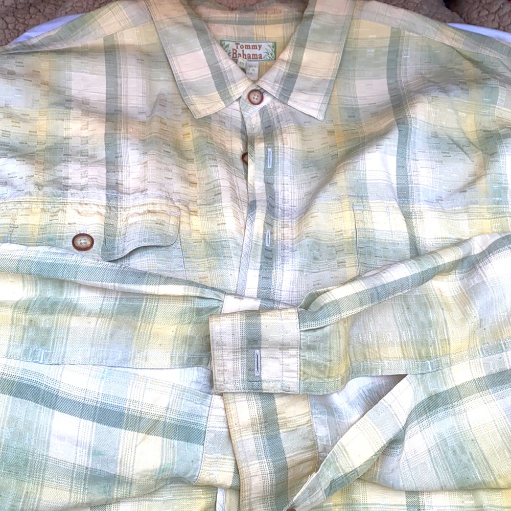 XL TOMMY BAHAMA 100% SILK LONG SLEEVE SHIRT